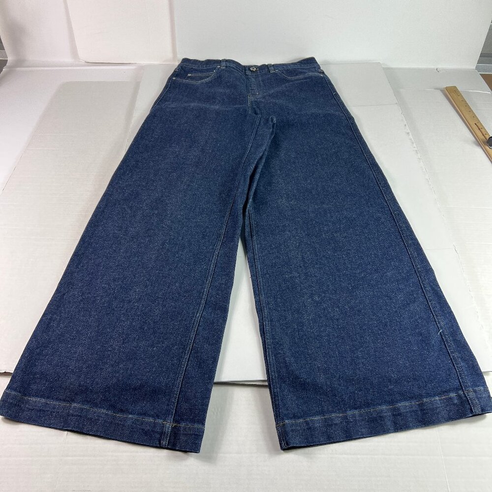 SPANX High Rise Dark Blue Wide Leg Flare Jeans